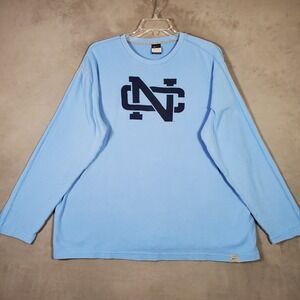 North‎ Carolina Tar Heels Nike Shirt Mens XXL Blue Logo Thermal Waffle Knit Y2K